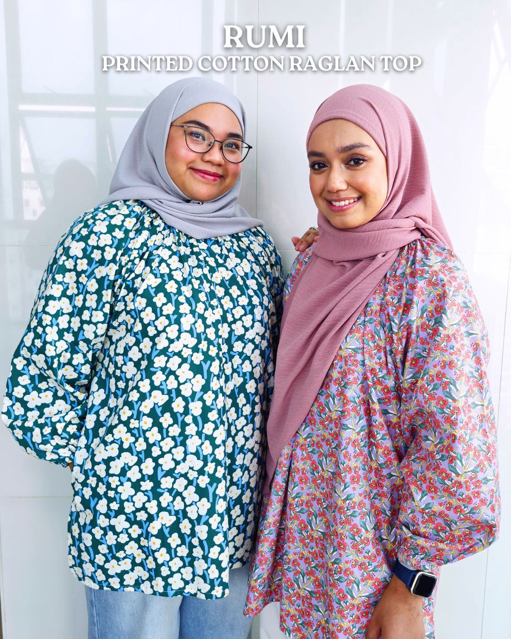 Rumi Printed Cotton Raglan Top