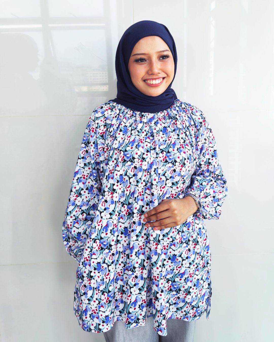 Rumi Printed Cotton Raglan Top