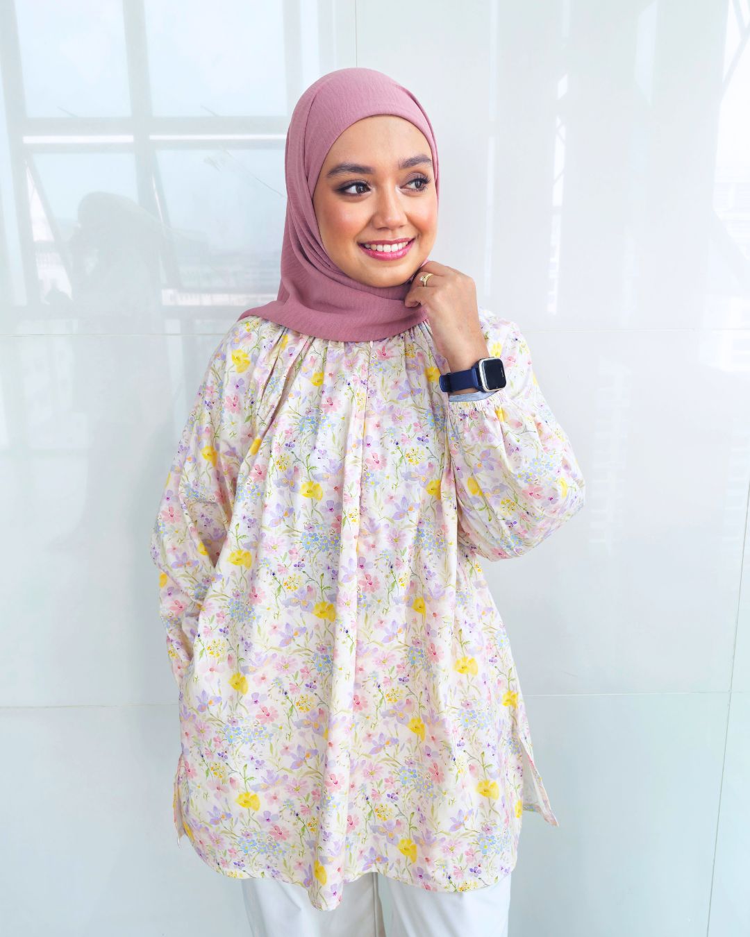 Rumi Printed Cotton Raglan Top