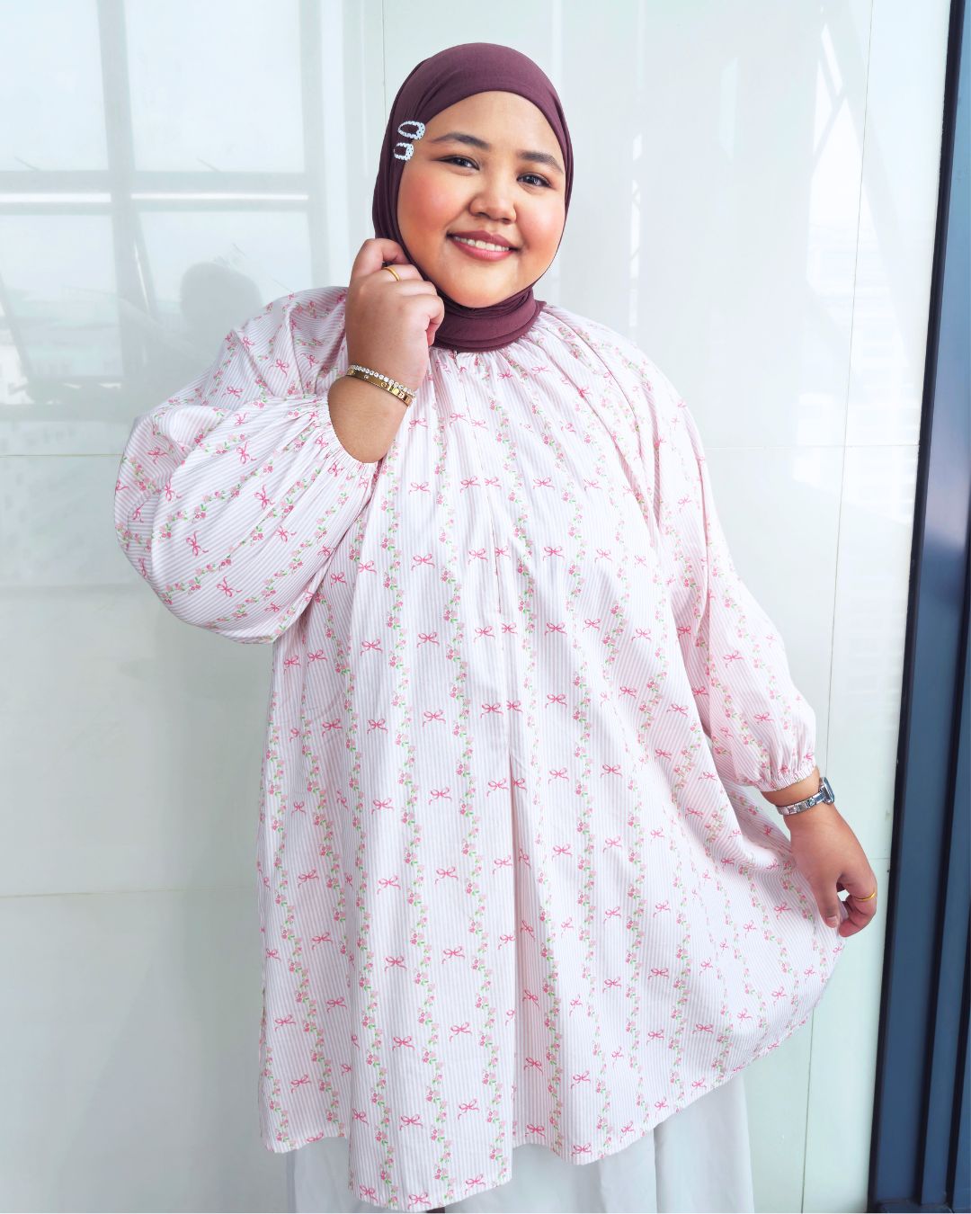 Rumi Printed Cotton Raglan Top