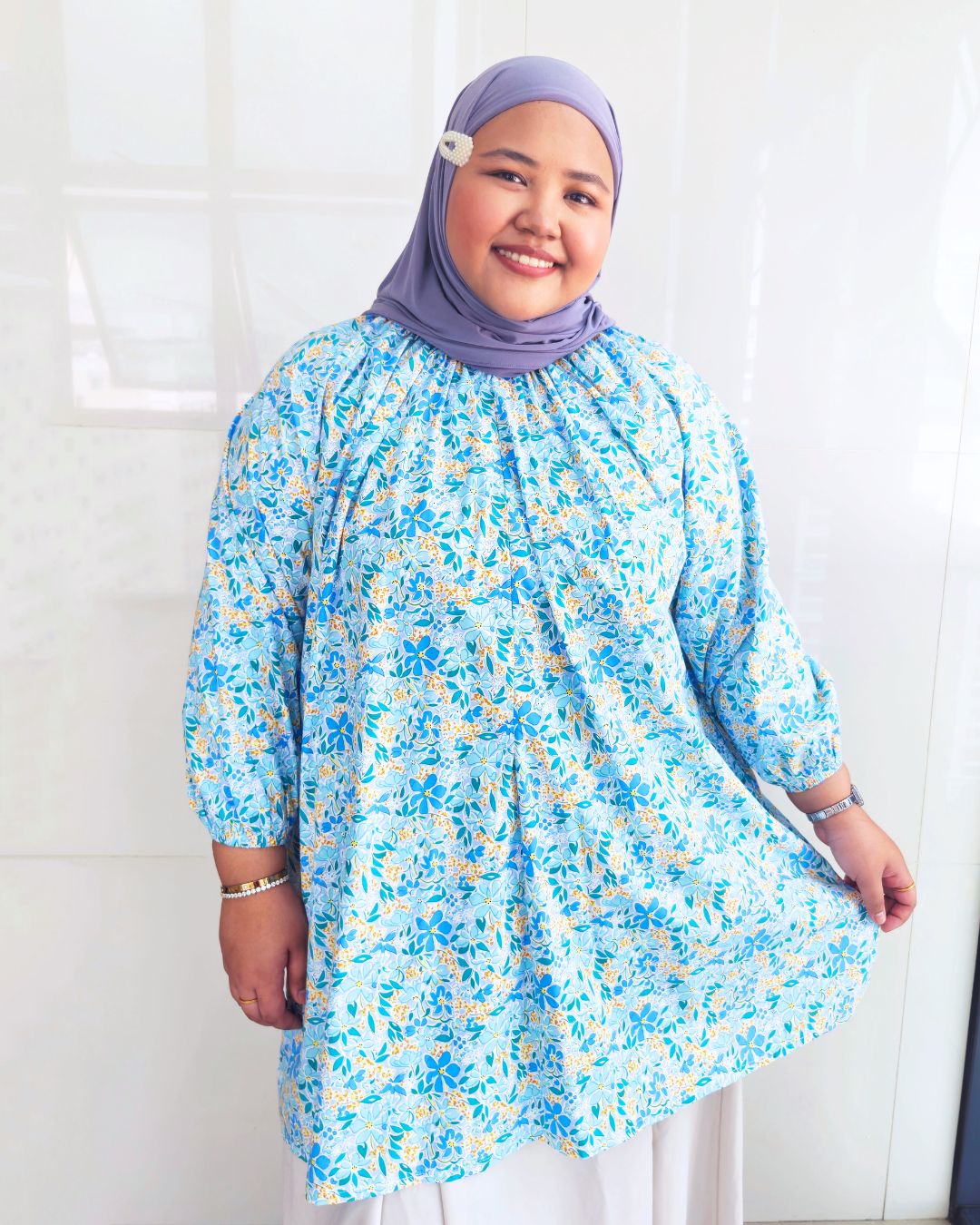 Rumi Printed Cotton Raglan Top