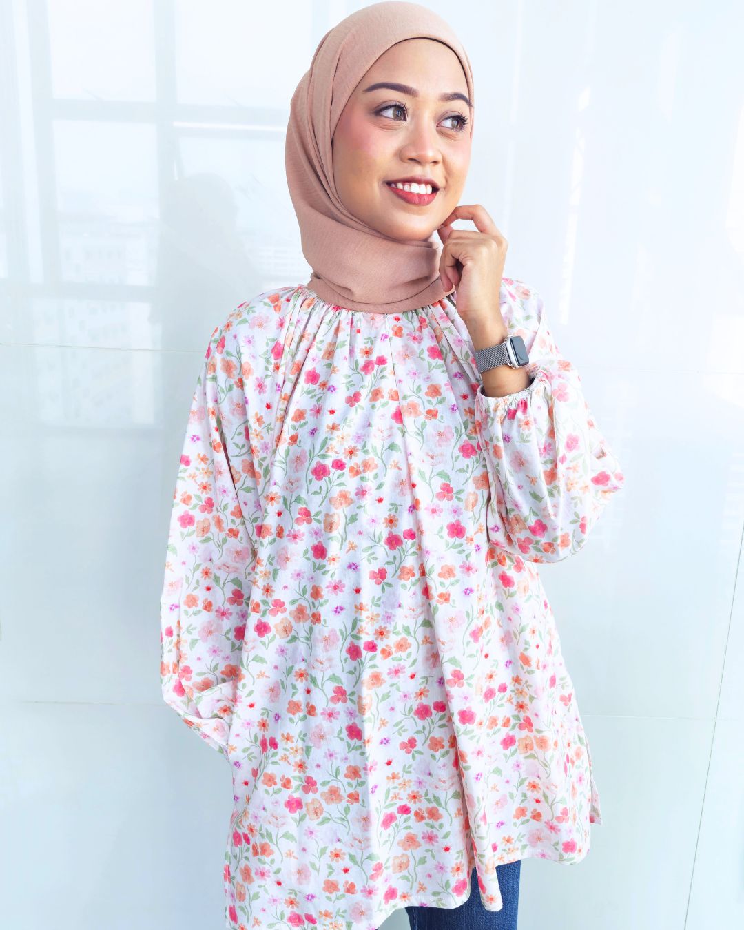 Rumi Printed Cotton Raglan Top