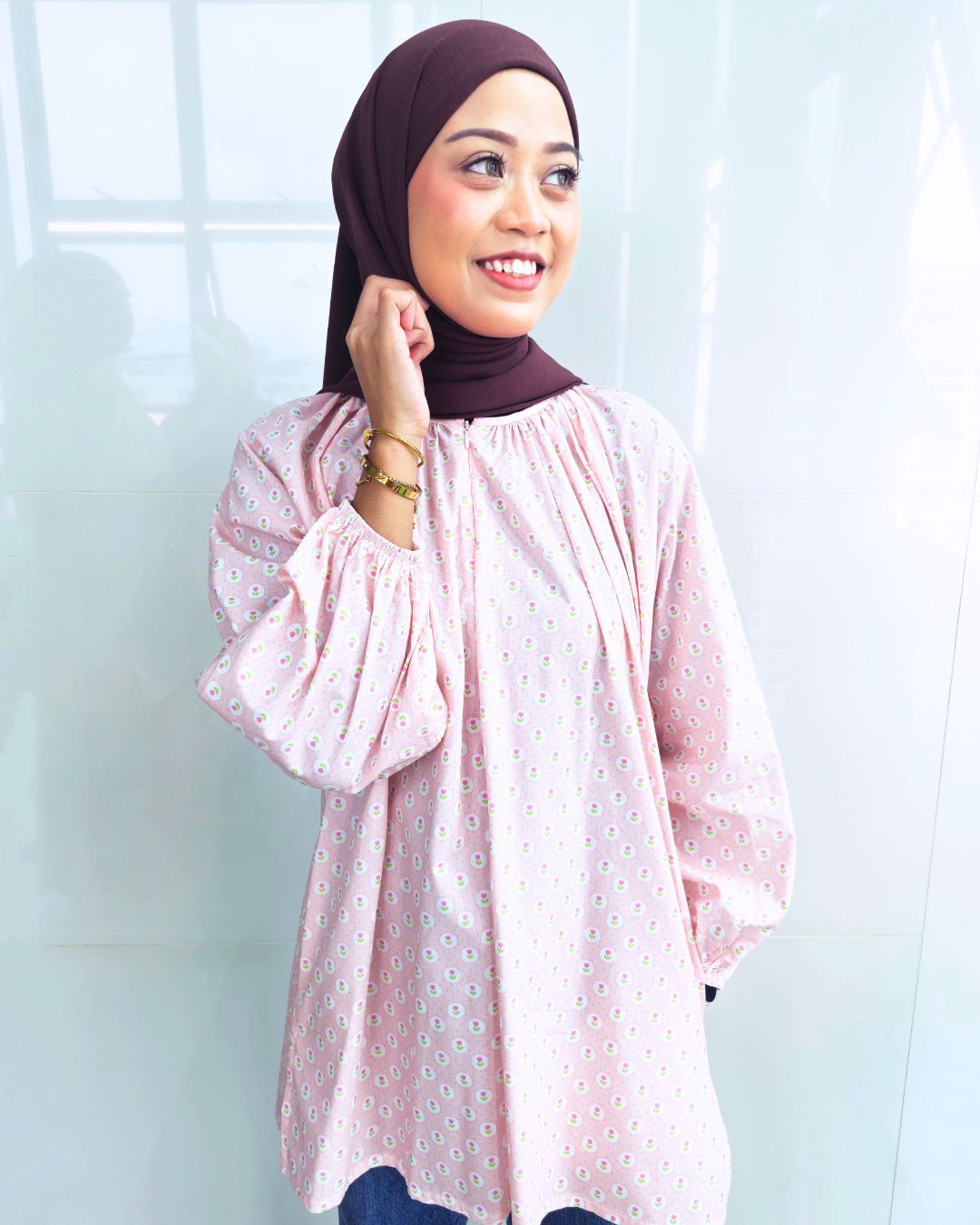 Rumi Printed Cotton Raglan Top
