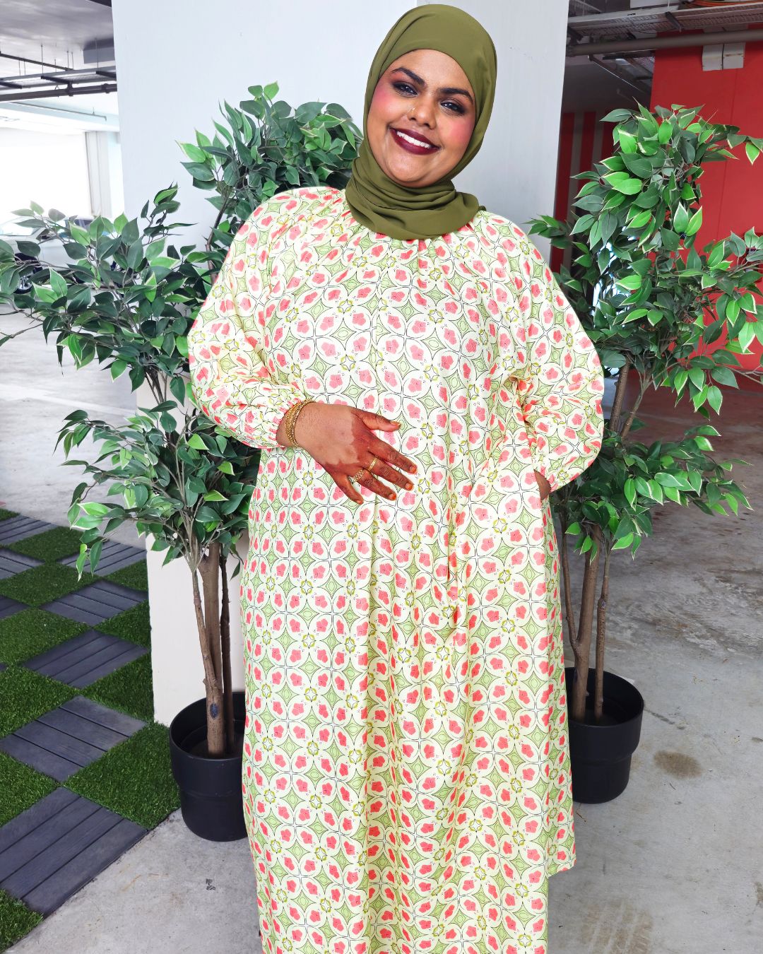 Rhea Raglan Printed Dress