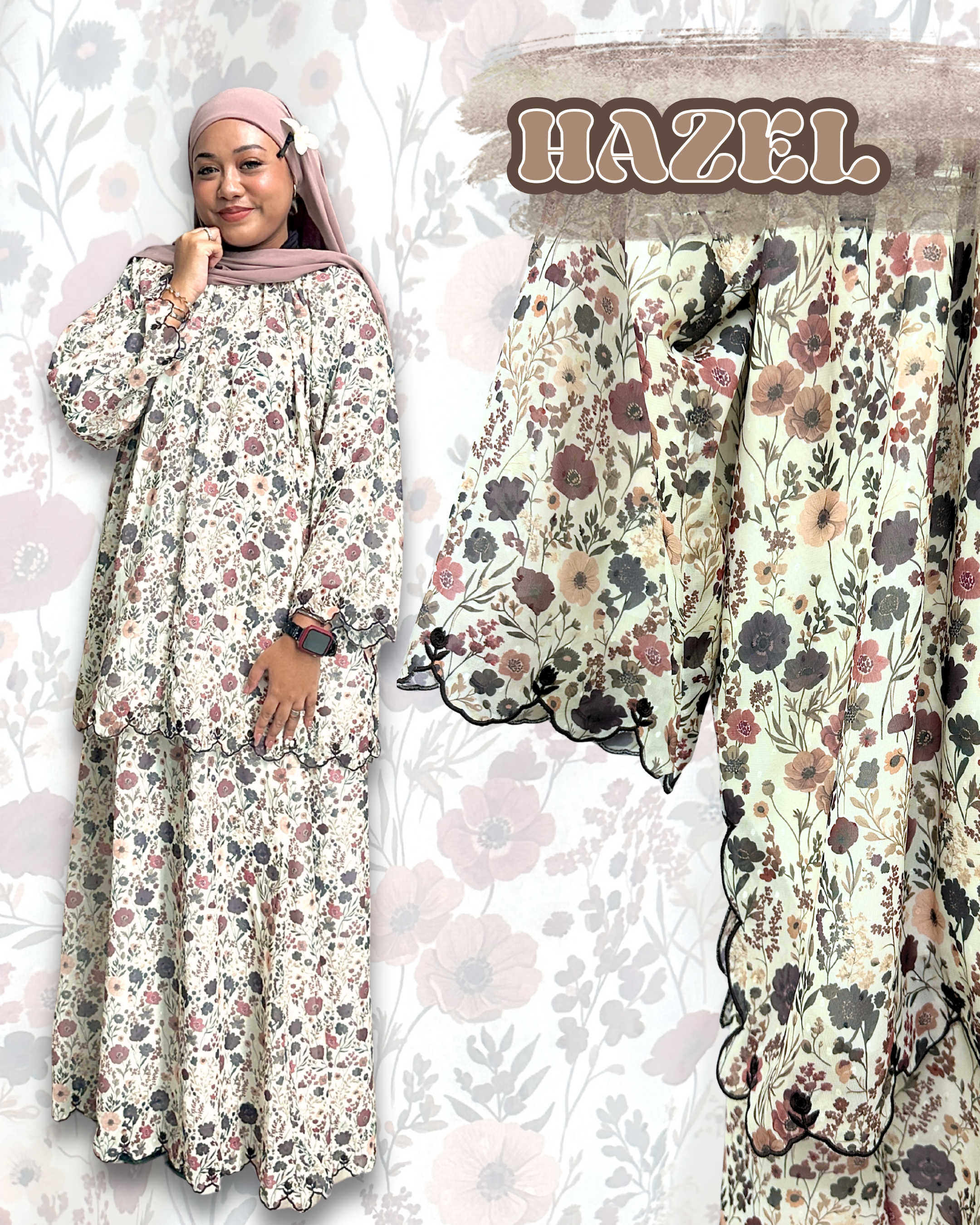 Rina Chiffon Pompom Skirt Set