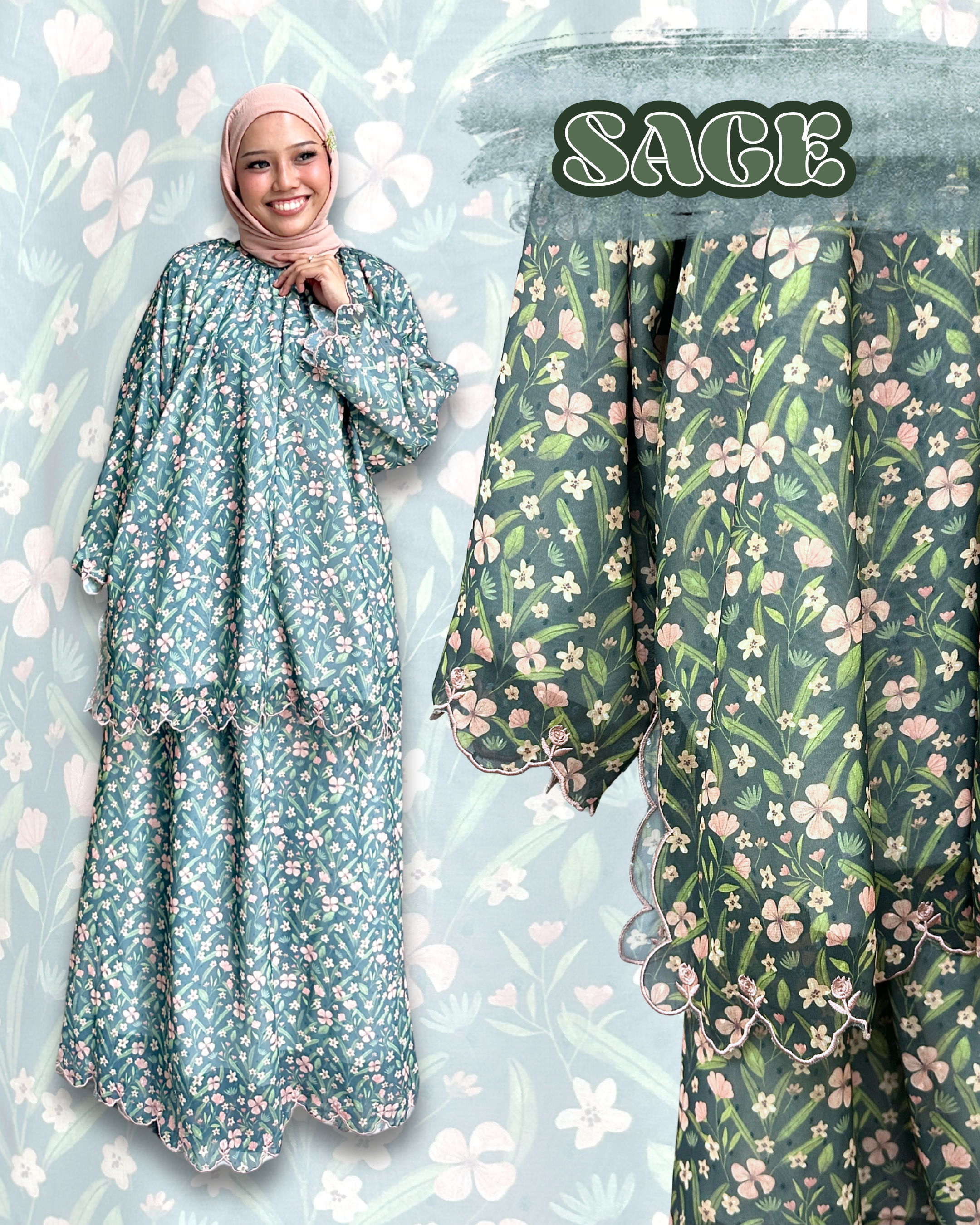 Rina Chiffon Pompom Skirt Set