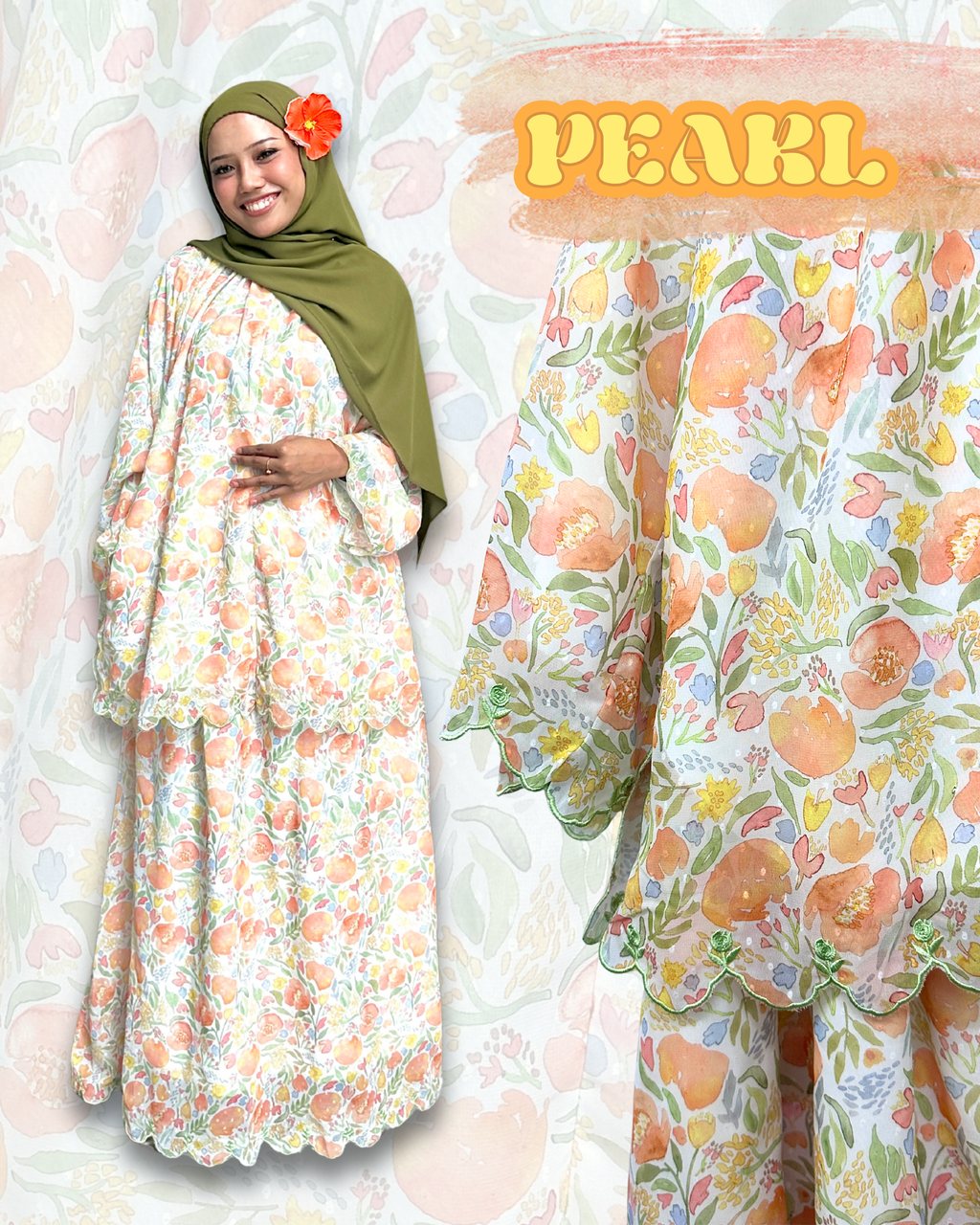 Rina Chiffon Pompom Skirt Set
