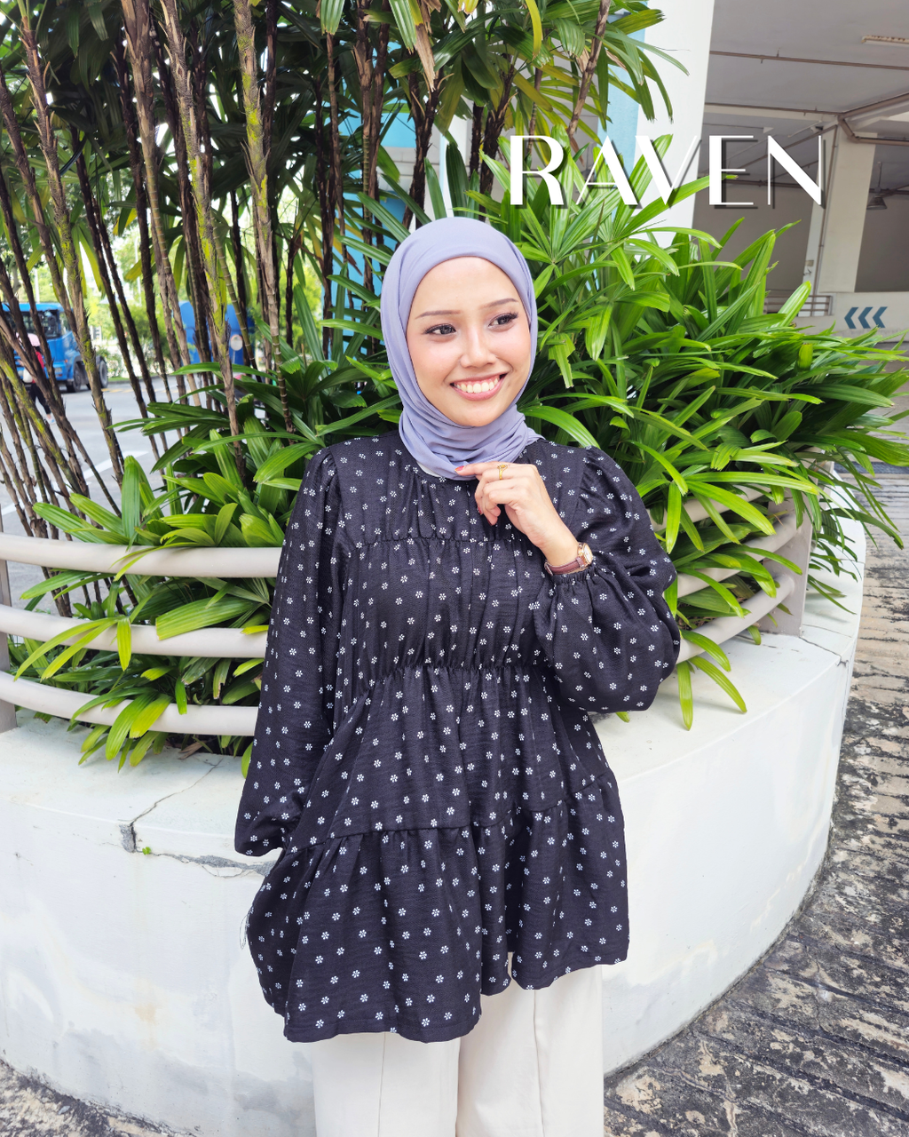 ⁠Blaire Polka Smock Top