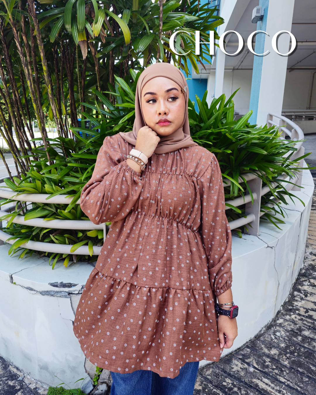 ⁠Blaire Polka Smock Top