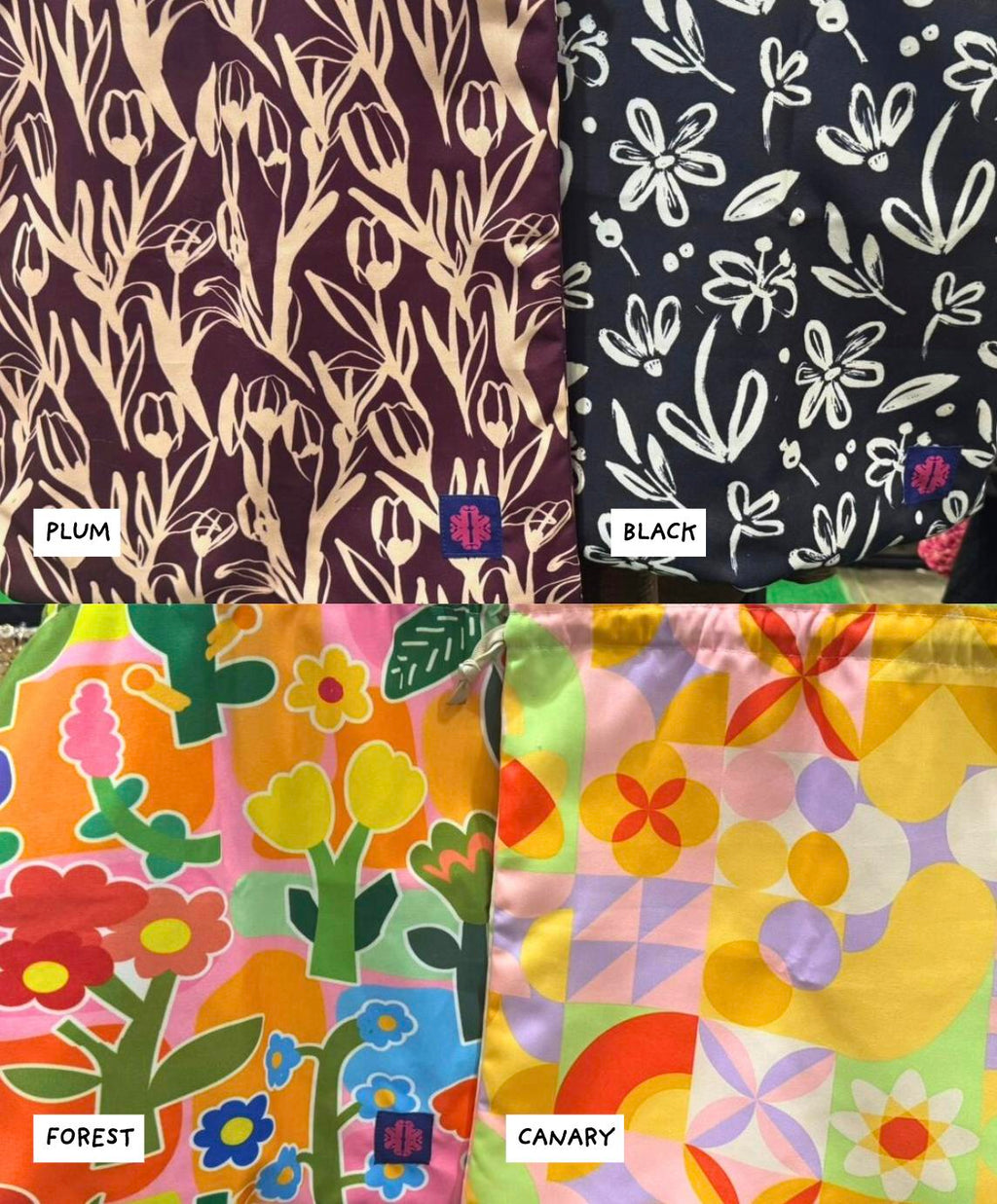 Whimsy Printed Totebag (with Drawstring & 2 Small Compartments inside)