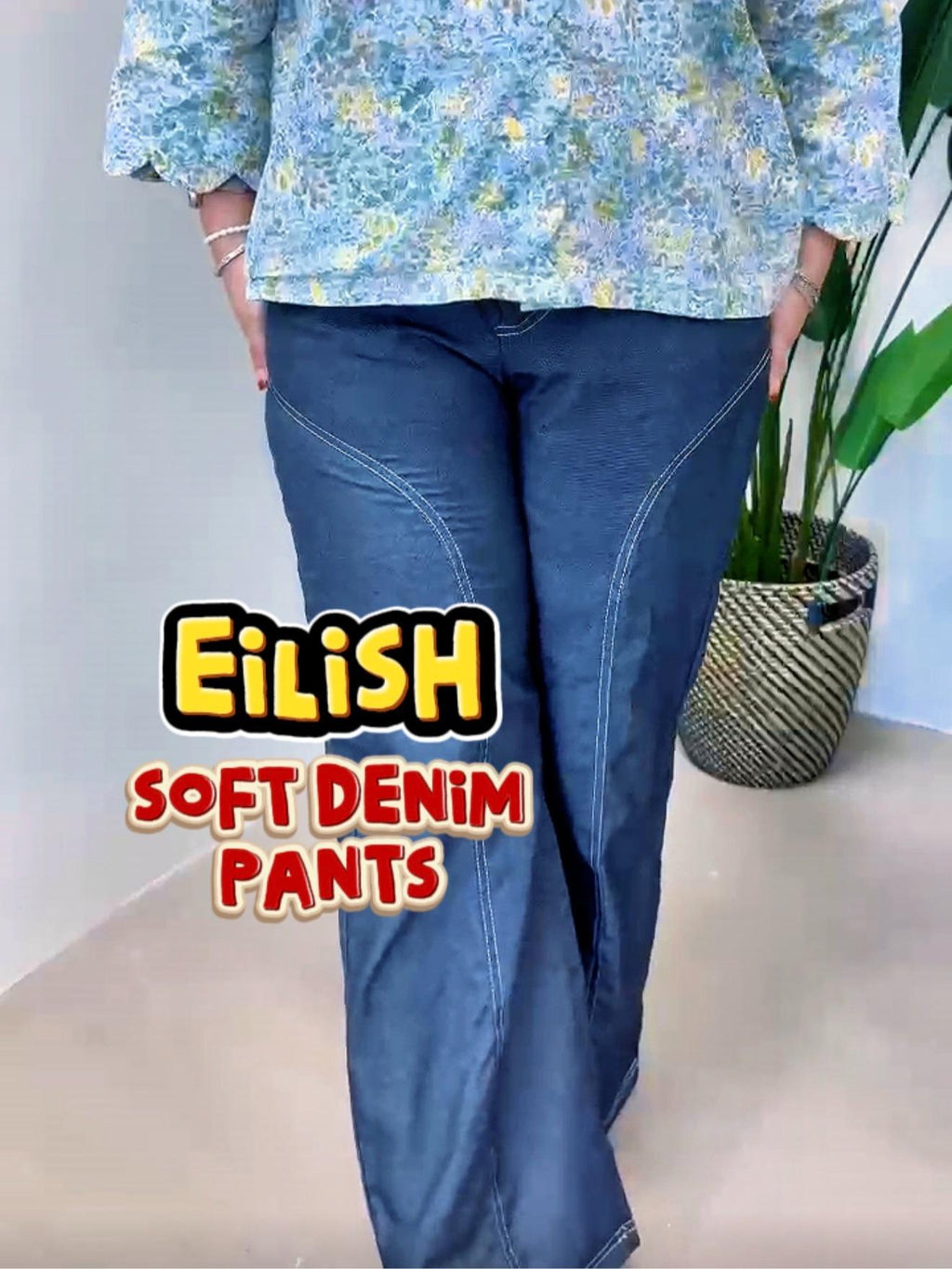 EILISH Soft Denim Pants with Pockets