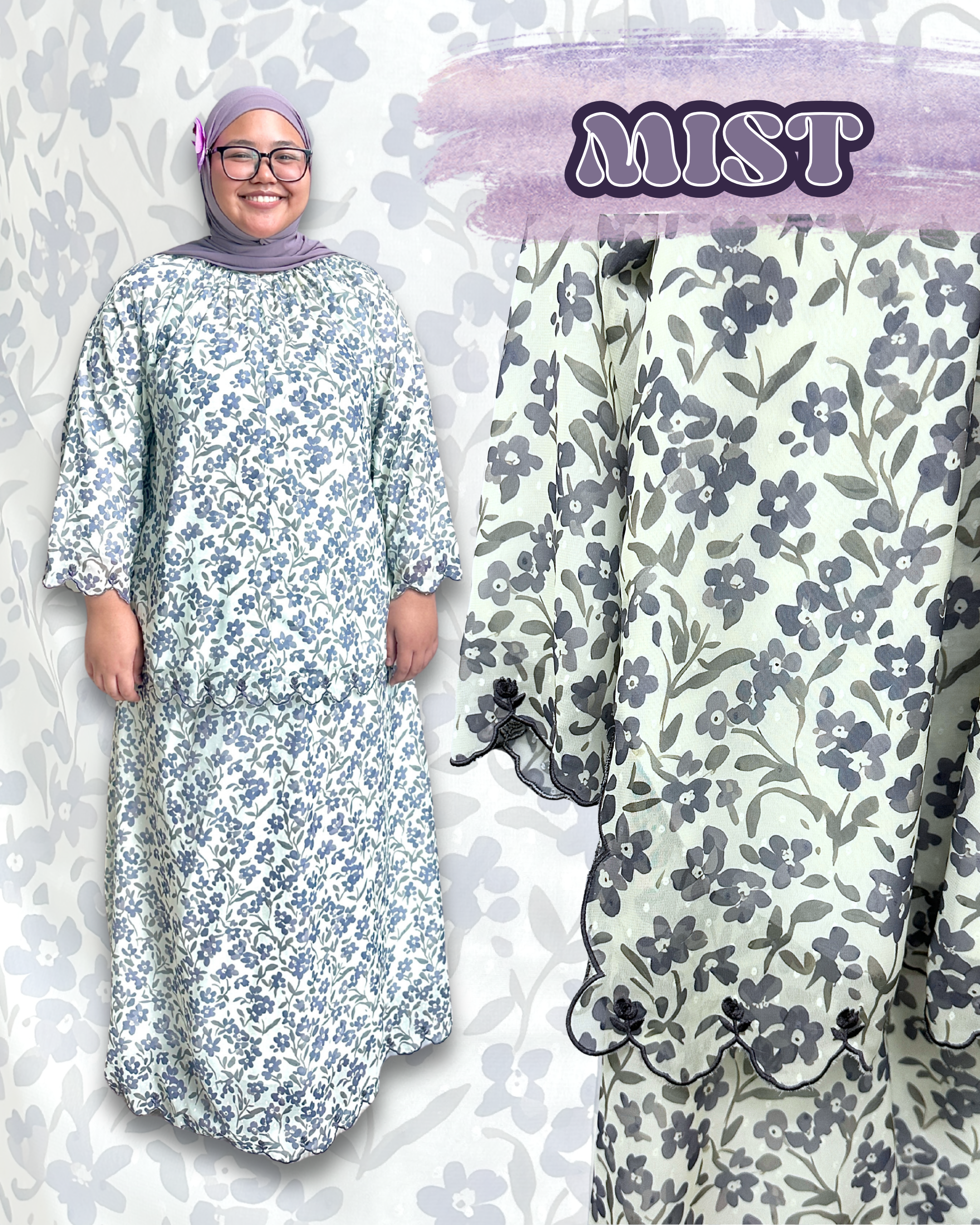 Rina Chiffon Pompom Skirt Set