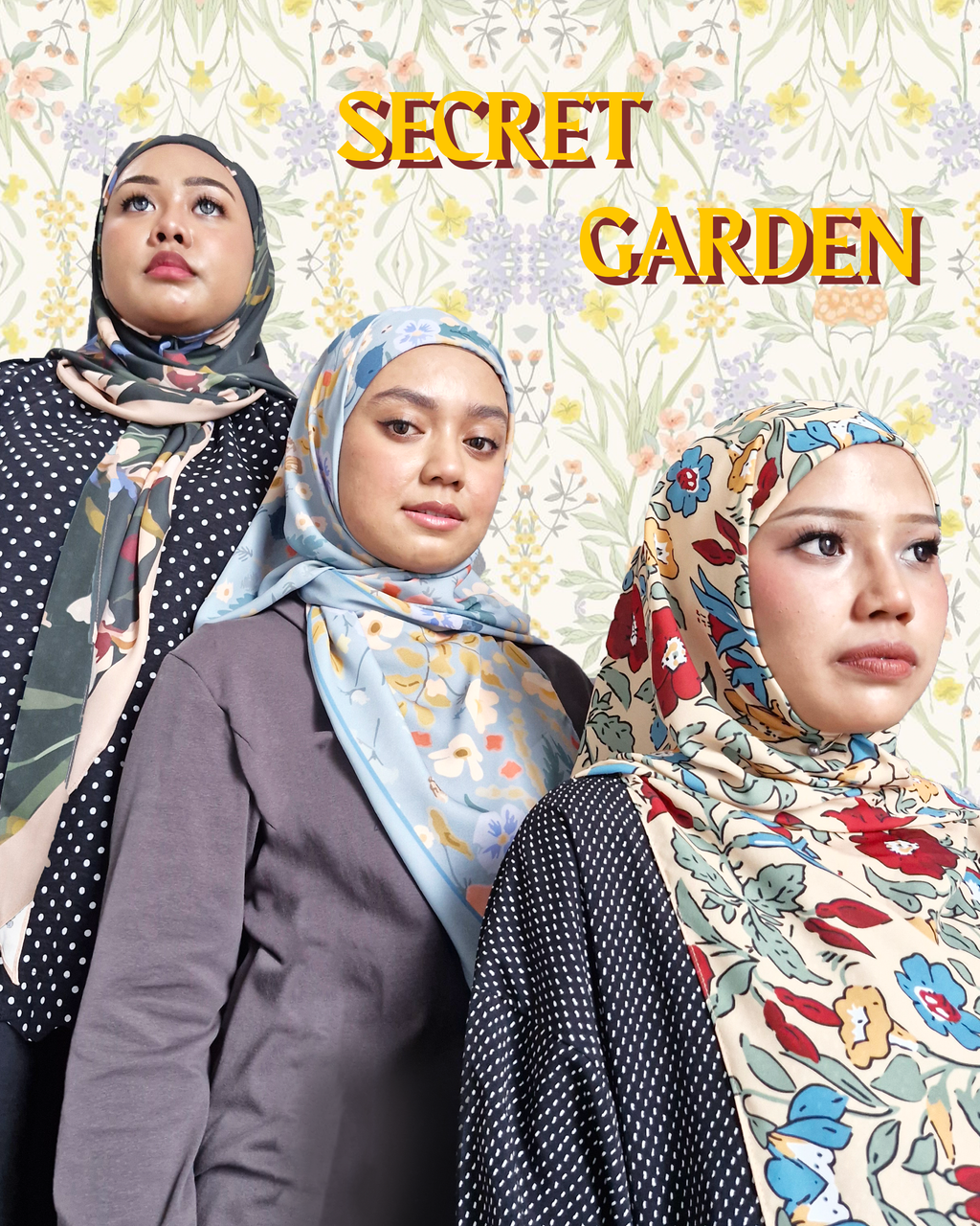 Secret Garden Hijab Collection (2M Shawl, 2M Shawl With Inner, 50" Bawal, 50" Instant Bawal With Inner)