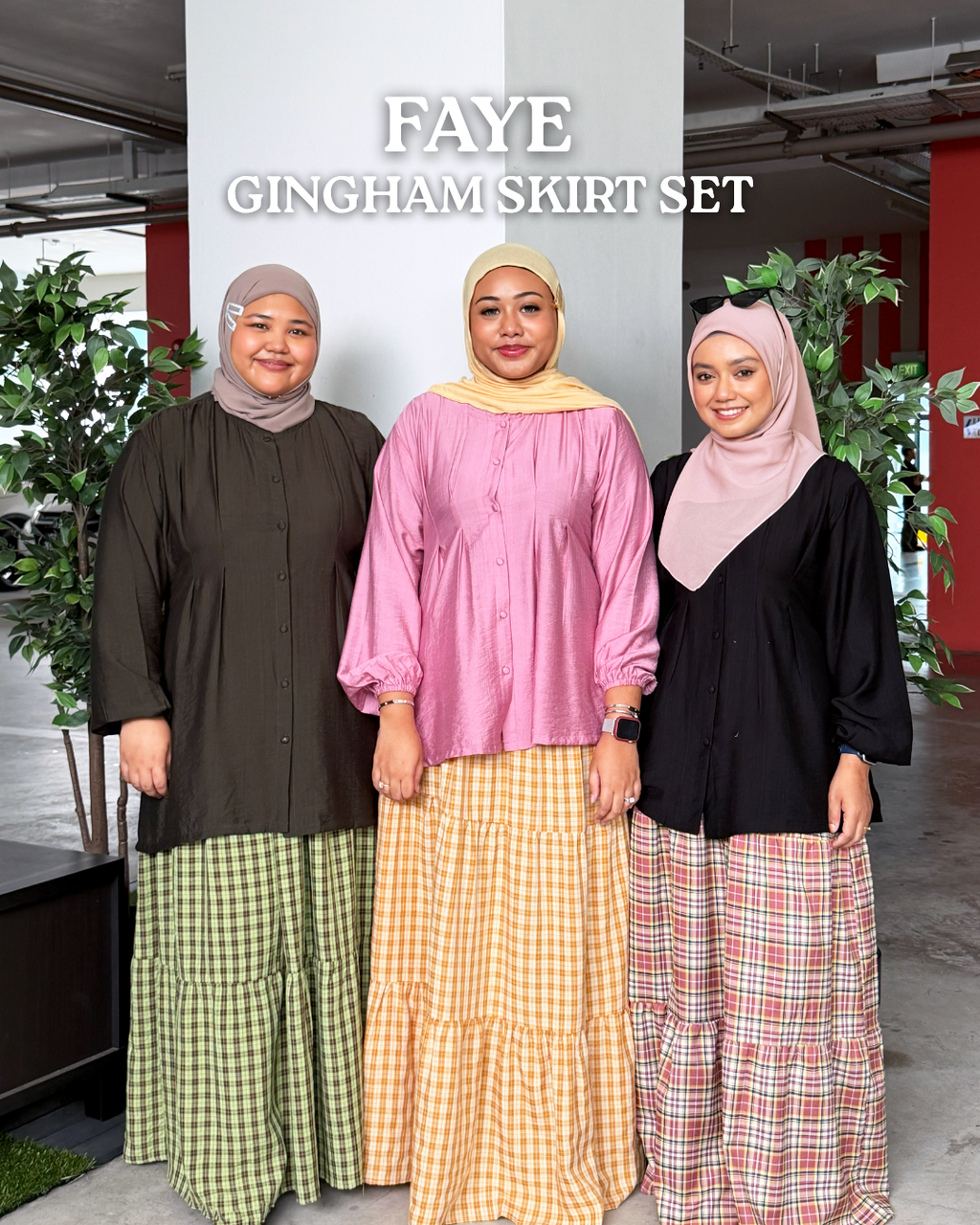 Faye Gingham Skirt Set