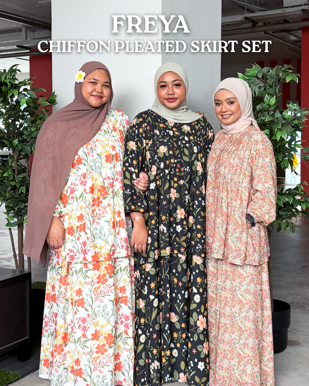 Freya Chiffon Pleated Skirt Set