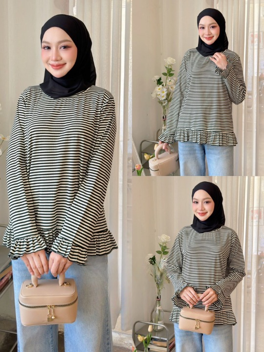 Maryam Striped Ruffles Blouse