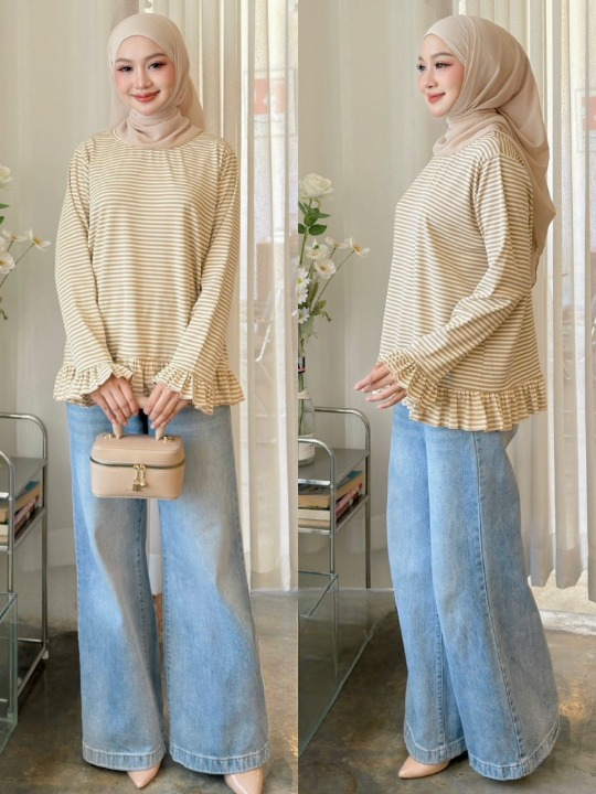 Maryam Striped Ruffles Blouse