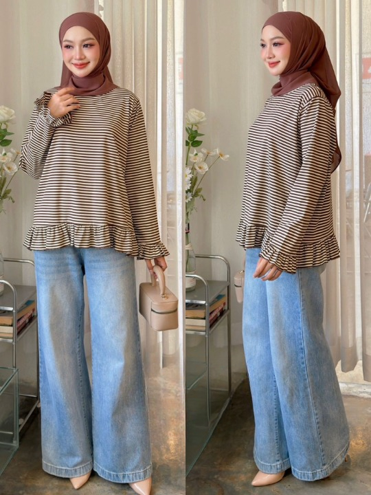 Maryam Striped Ruffles Blouse