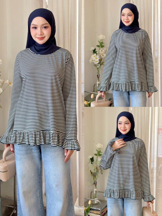 Maryam Striped Ruffles Blouse