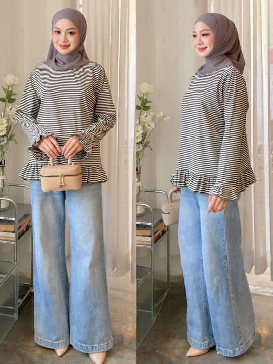 Maryam Striped Ruffles Blouse