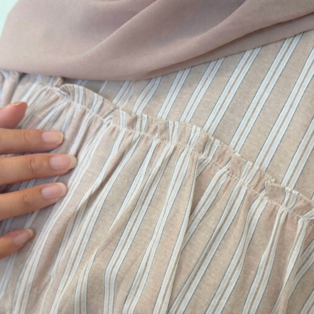 Nala Stripes Soft Linen Top with Nano Ruffles