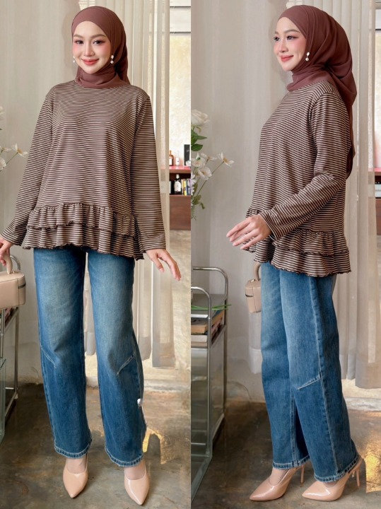 Naima Striped Ruffles Layered Shirt