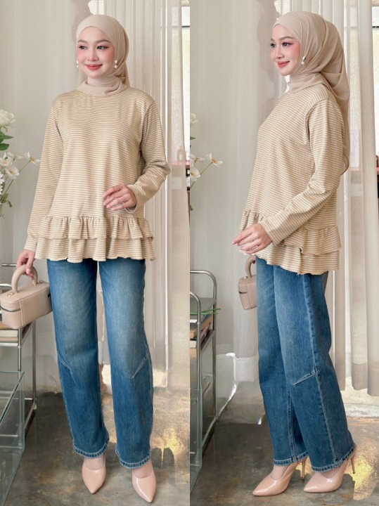 Naima Striped Ruffles Layered Shirt