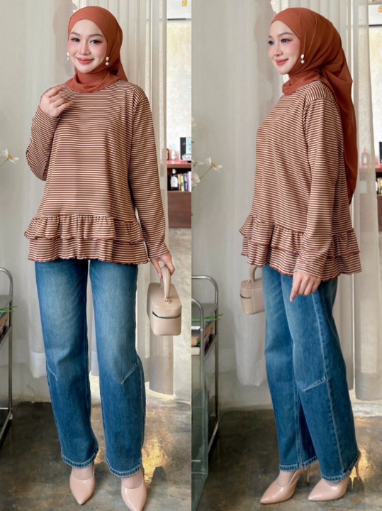 Naima Striped Ruffles Layered Shirt