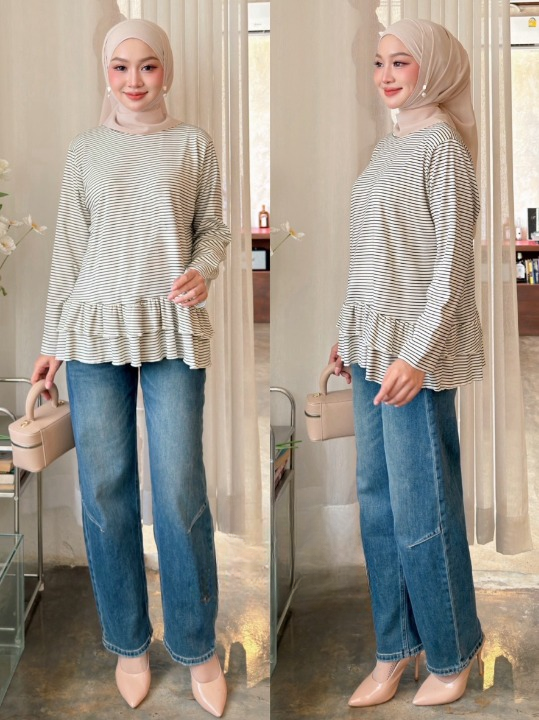 Naima Striped Ruffles Layered Shirt