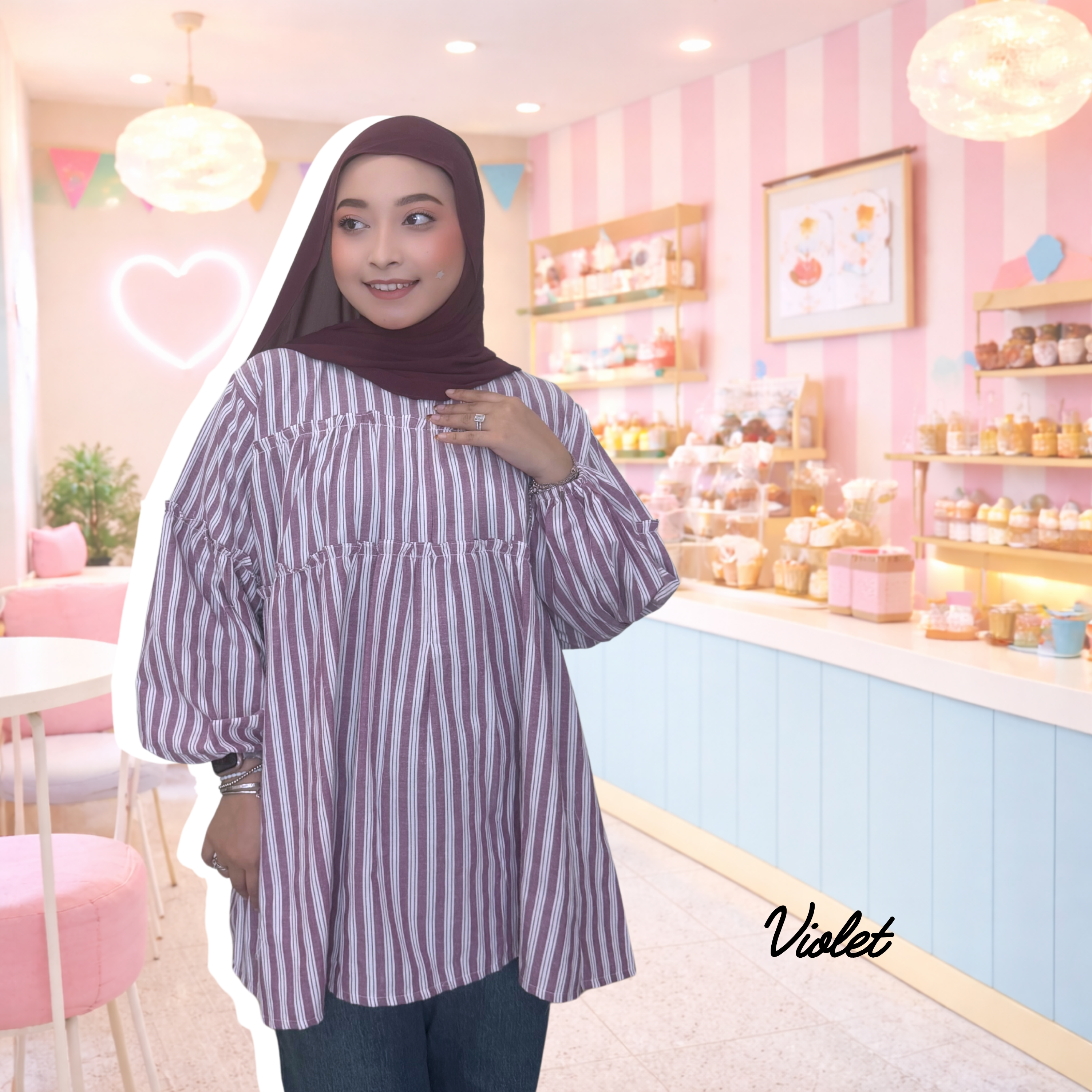 Nala Stripes Soft Linen Top with Nano Ruffles