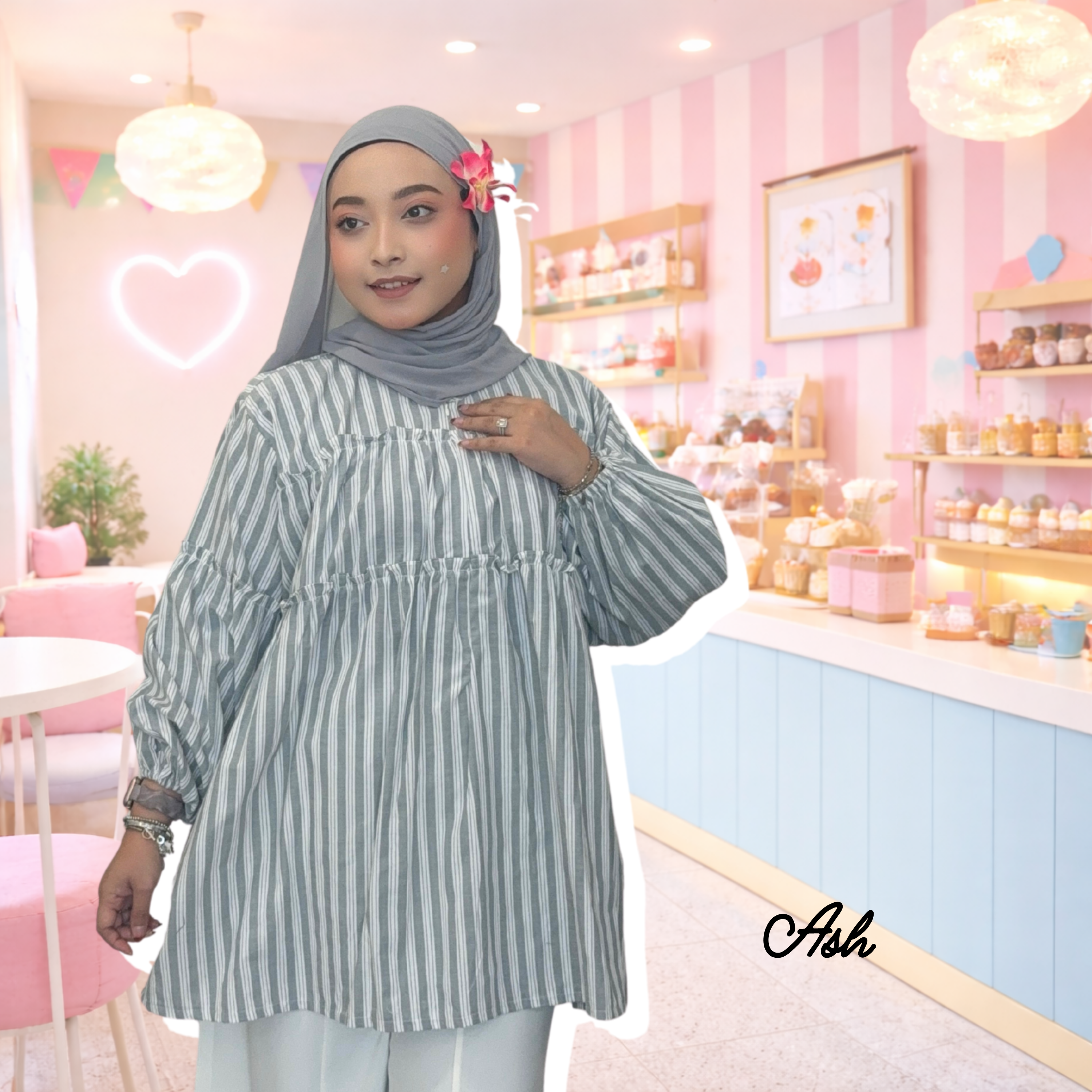 Nala Stripes Soft Linen Top with Nano Ruffles