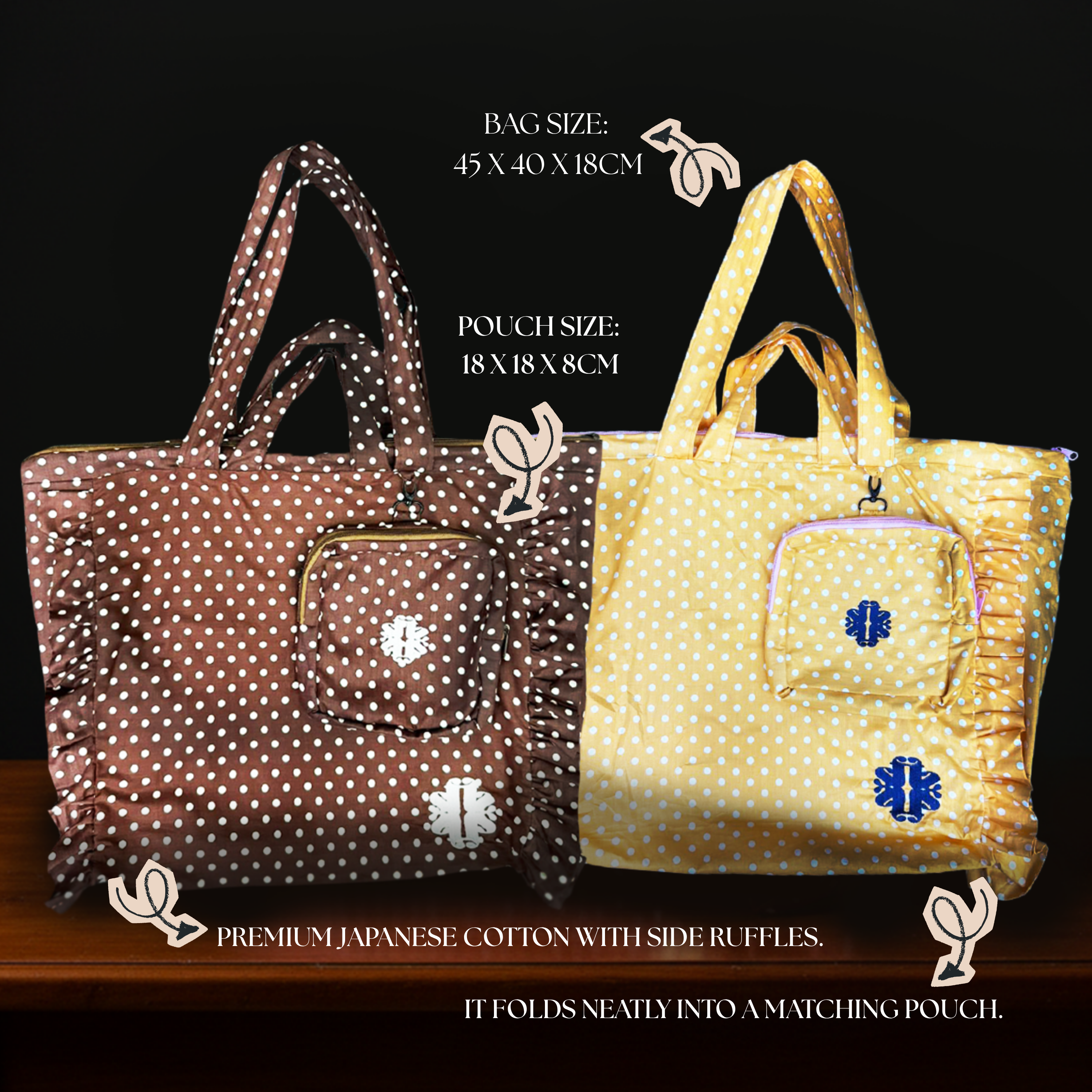 SF Label Tote Bag with Ruffles