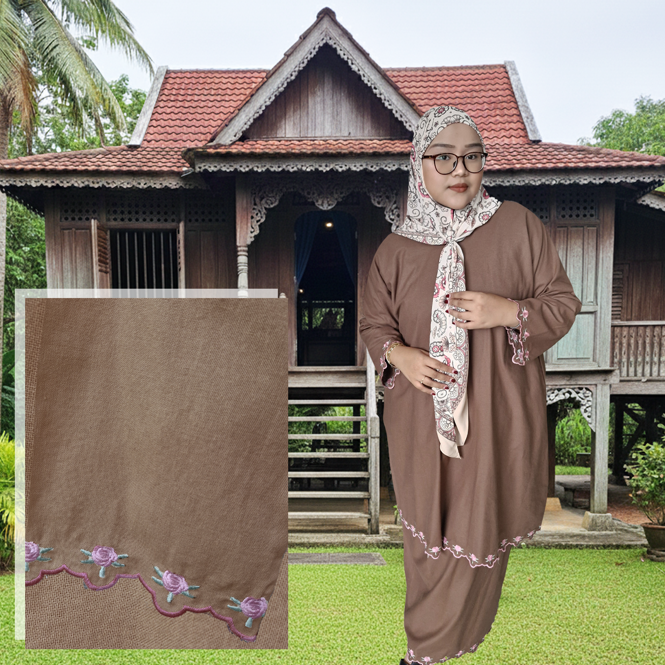 Salma Plain Linen Sulam Kurung