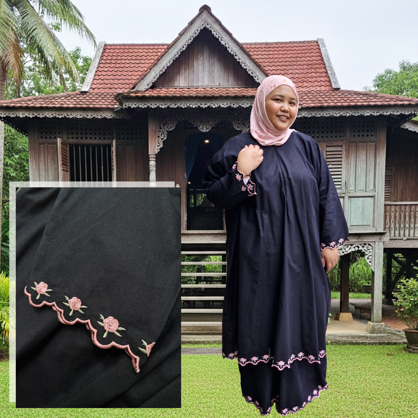 Salma Plain Linen Sulam Kurung