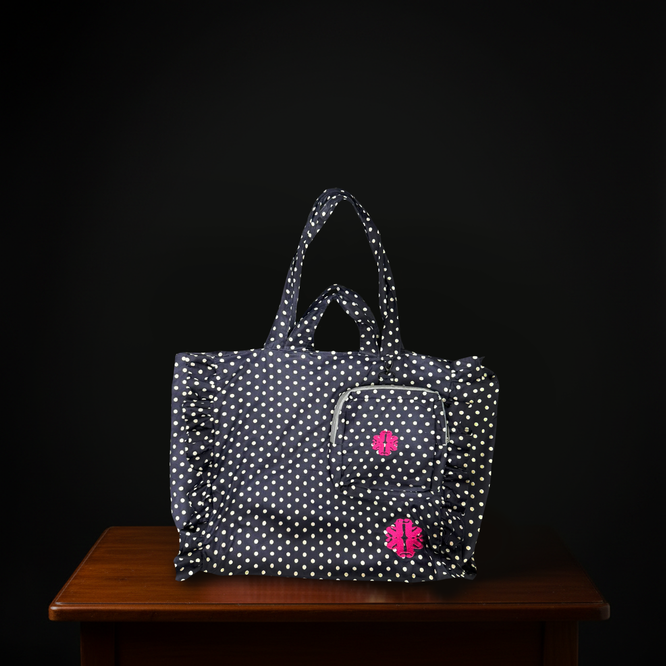 SF Label Tote Bag with Ruffles