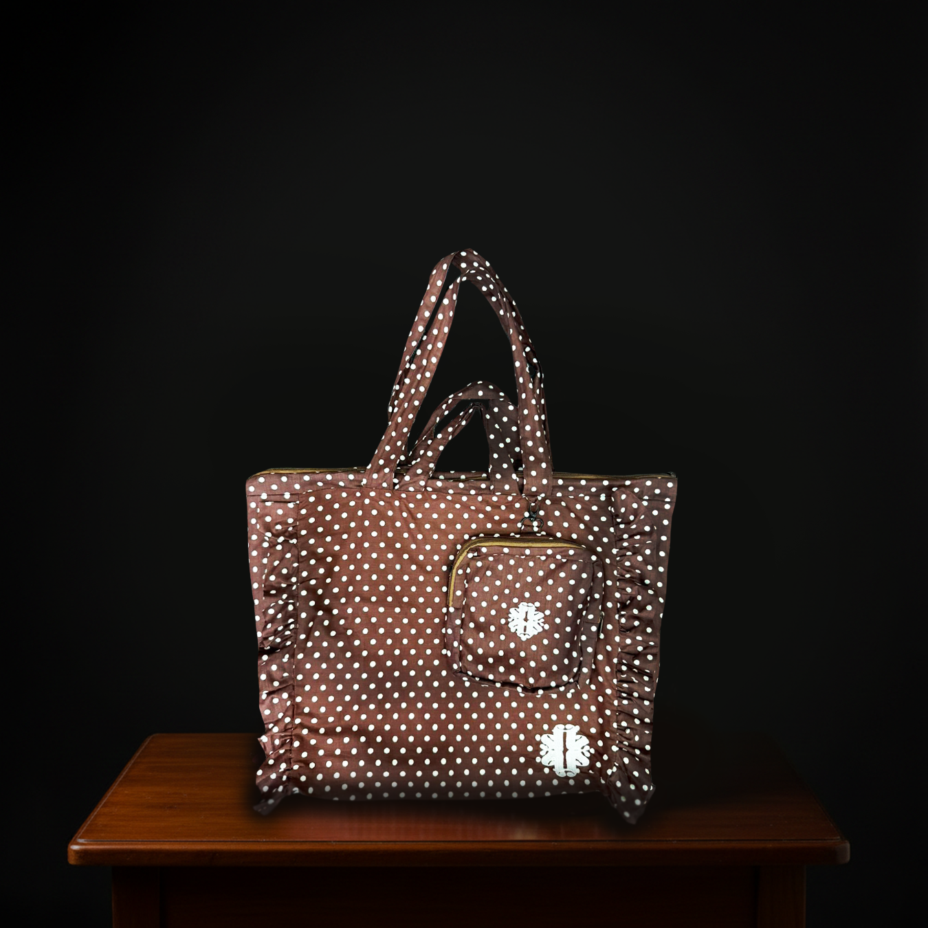 SF Label Tote Bag with Ruffles