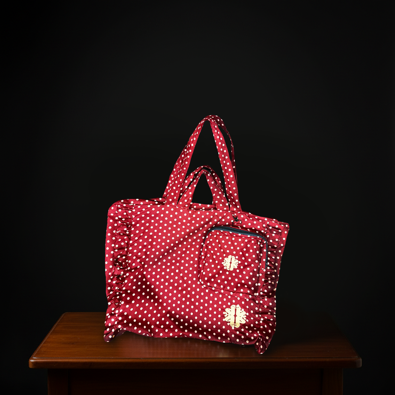SF Label Tote Bag with Ruffles