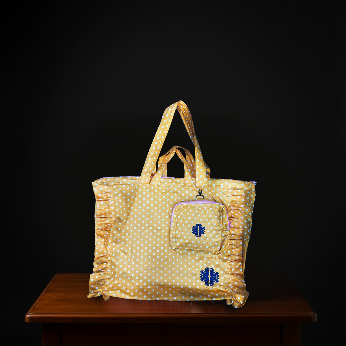 SF Label Tote Bag with Ruffles