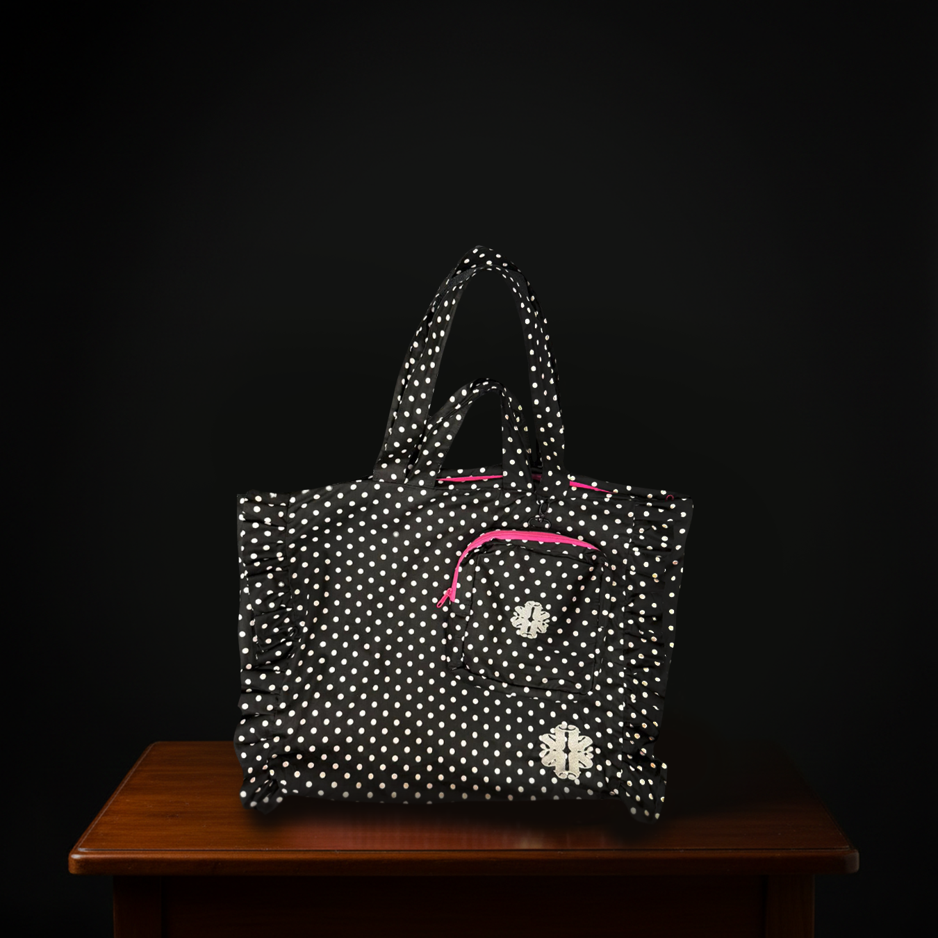 SF Label Tote Bag with Ruffles
