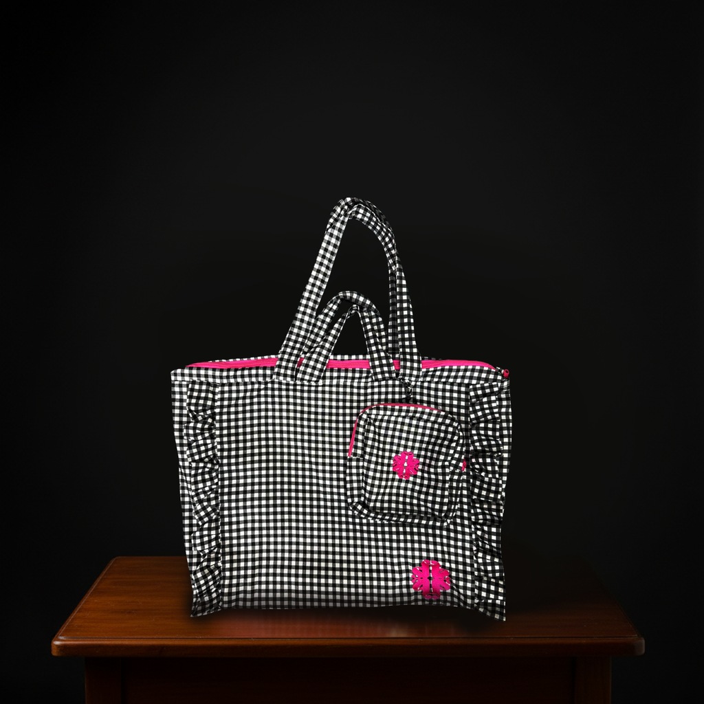 SF Label Tote Bag with Ruffles