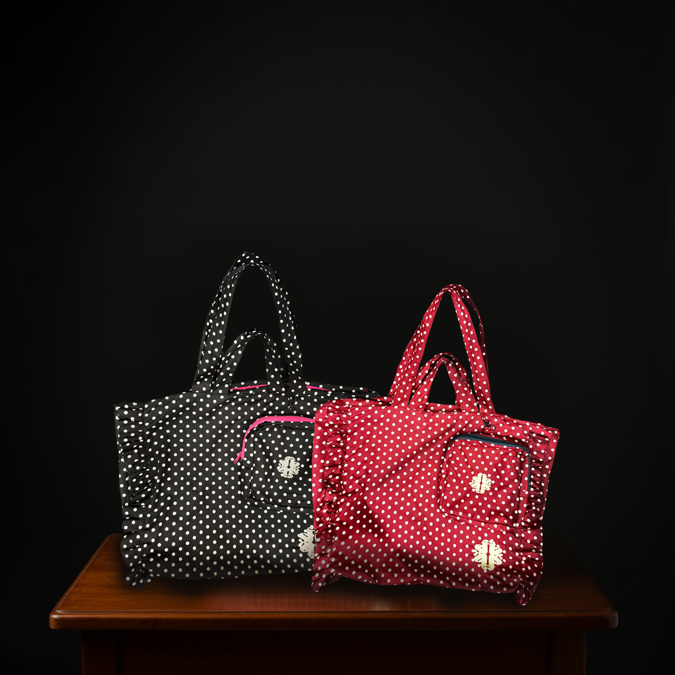 SF Label Tote Bag with Ruffles