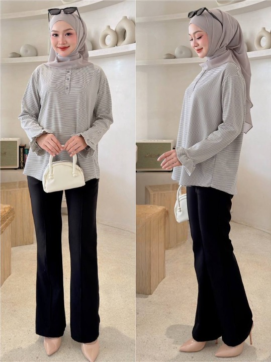 Hani Striped Ruffles Sleeve Top