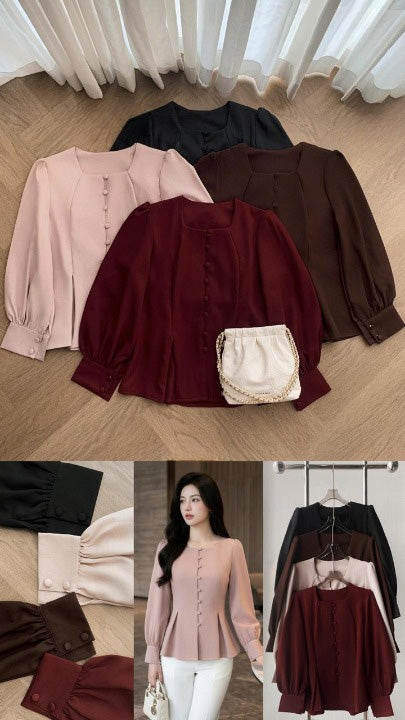Skye Flare Buttoned Vintage Blouse
