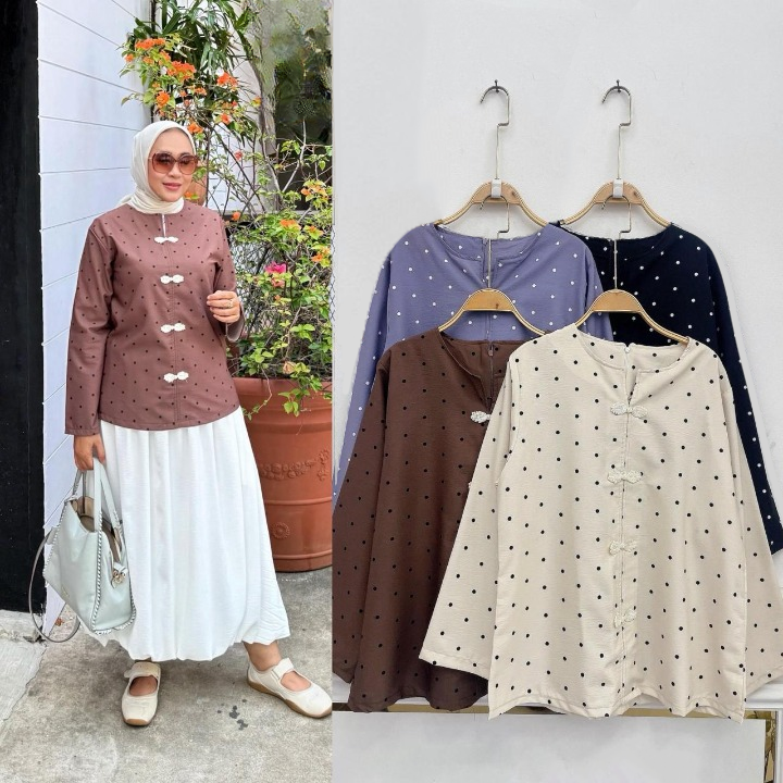 Wanda Cheongsam Polka Dots Blouse