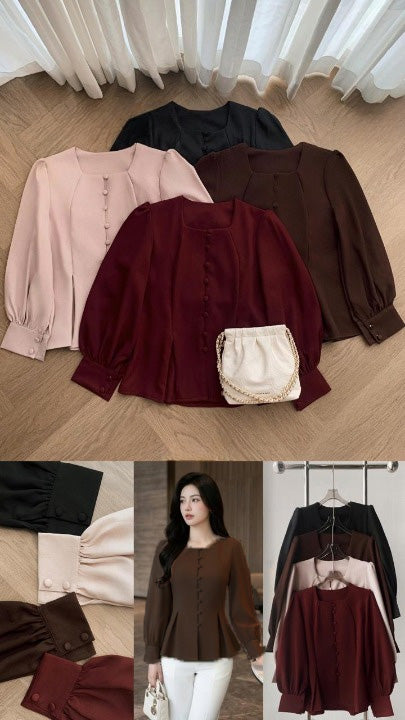 Skye Flare Buttoned Vintage Blouse