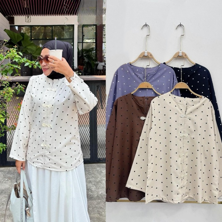 Wanda Cheongsam Polka Dots Blouse