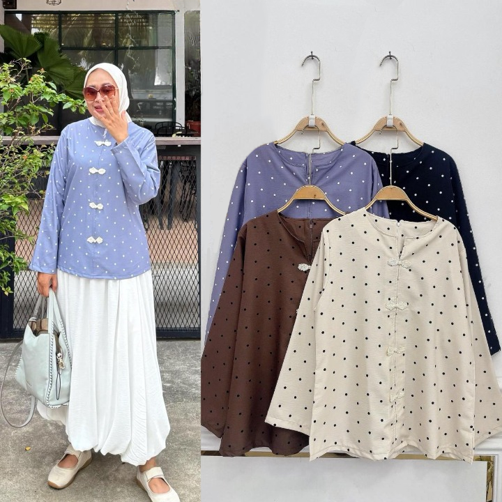 Wanda Cheongsam Polka Dots Blouse
