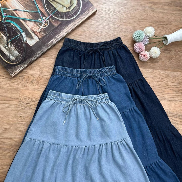 Vira Tiered Denim Skirt