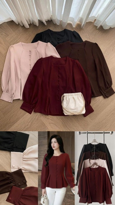 Skye Flare Buttoned Vintage Blouse