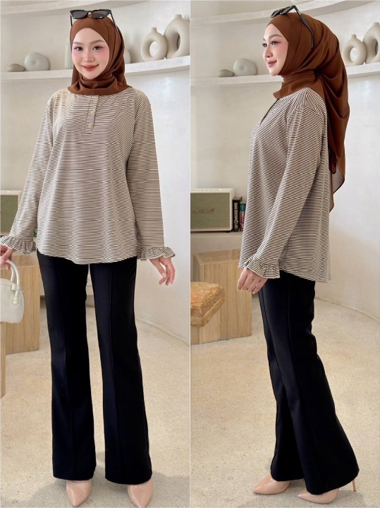 Hani Striped Ruffles Sleeve Top